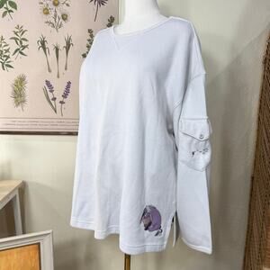 Vintage 90s Y2k Winnie Pooh Eeyore Embroidered Gray Top Cutecore Grandma NWT XL